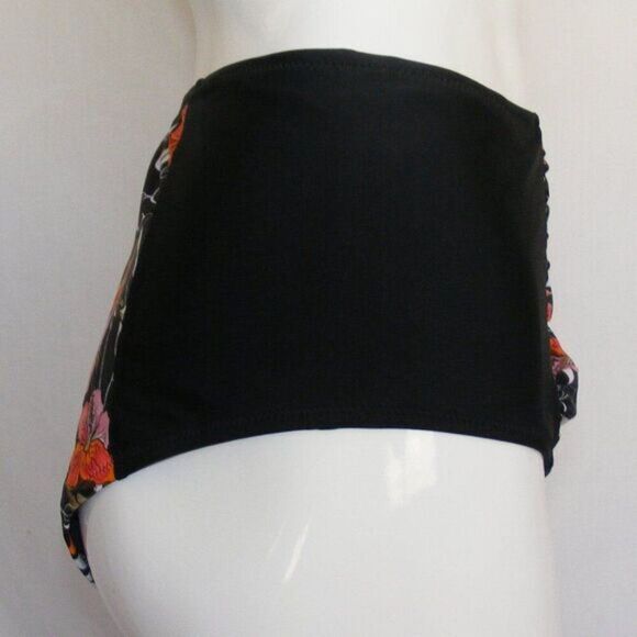new CUPSHE Bikini Bottom, 1X, Black shirred side, Floral front/back,Higher waist - Picture 6 of 14